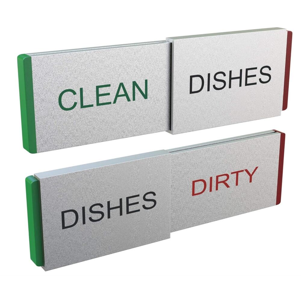 Dishwasher Magnet Clean Dirty Dishes Aluminum Sign Adhesive by Glide Signs - GUC